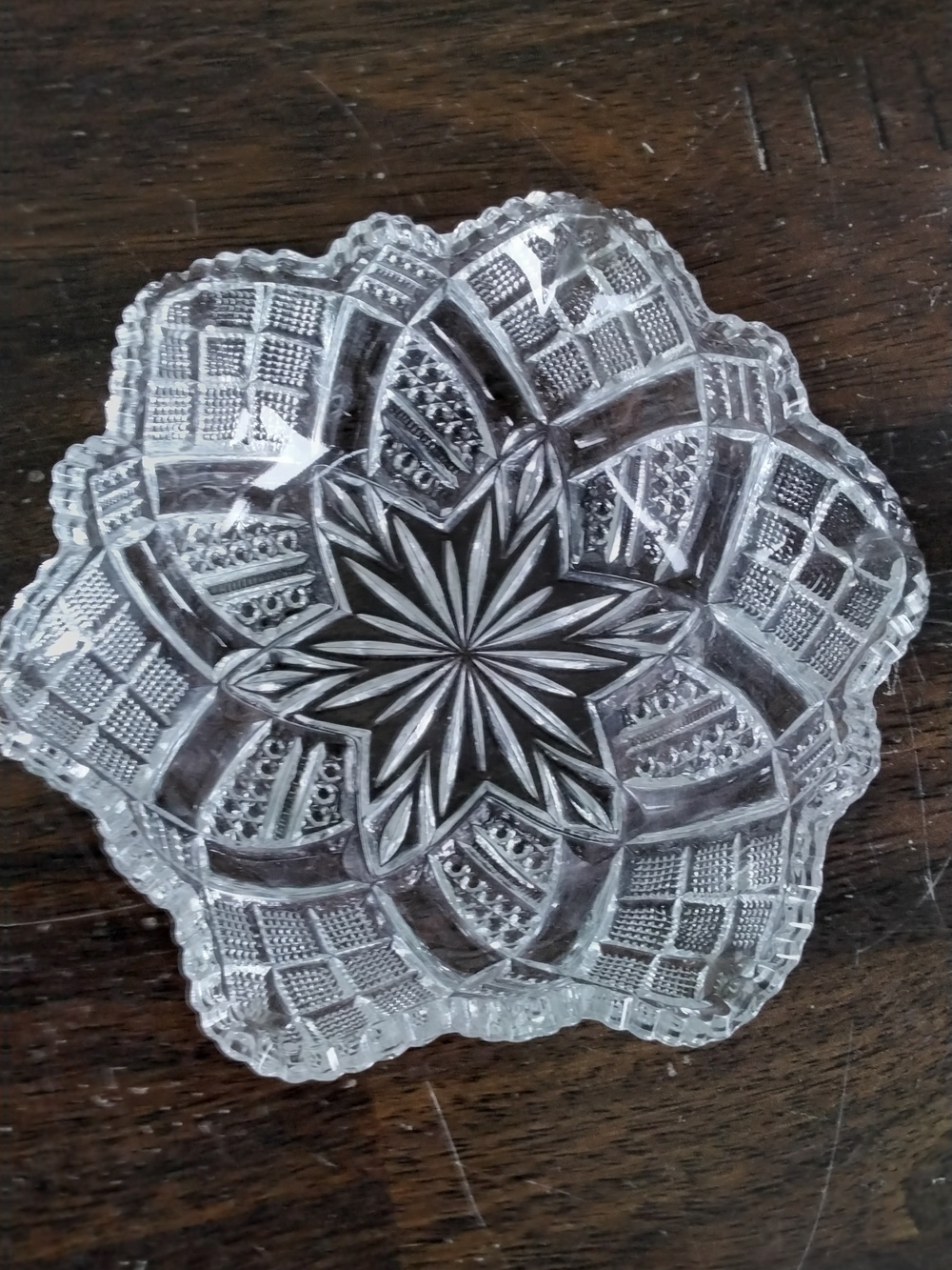 Elegant Clear Cut Glass Decorative Bowl with Star Motif